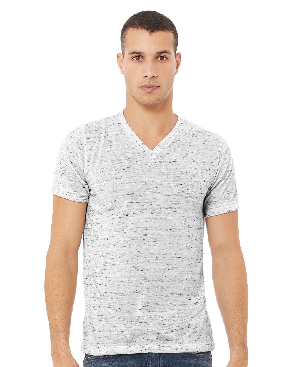 BELLA + CANVAS Unisex Textured Jersey V-Neck Tee features a unique mineral wash process for a stylish and comfortable fit.