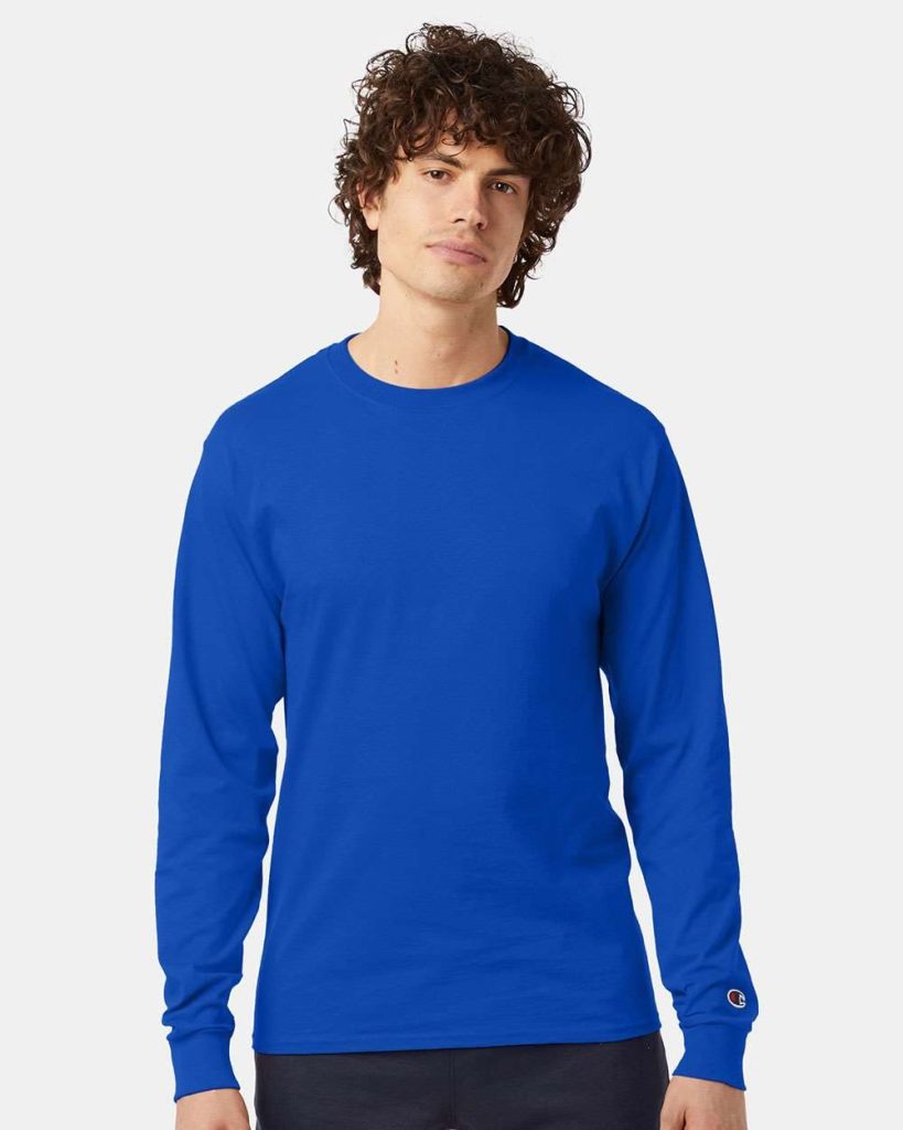 Champion's Unisex Long Sleeve T-Shirt is a comfortable 100% cotton tee designed for versatility.