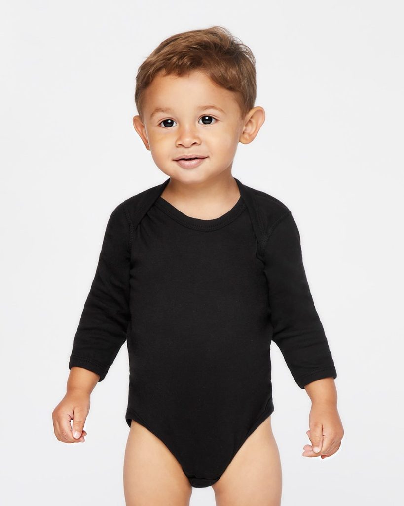 Rabbit Skins' Infant Long Sleeve Baby Rib Bodysuit is a soft and comfortable bodysuit made from 100% combed ring-spun cotton.