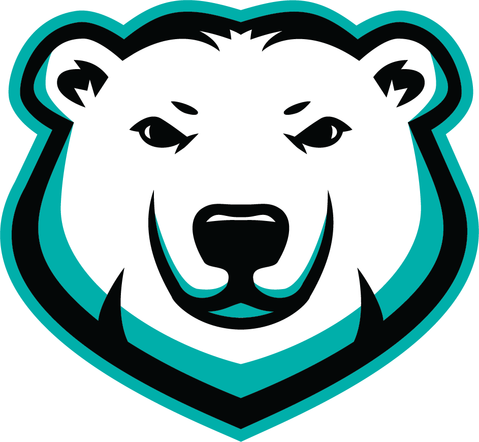 Sea Bear logo, a teal and black bear head