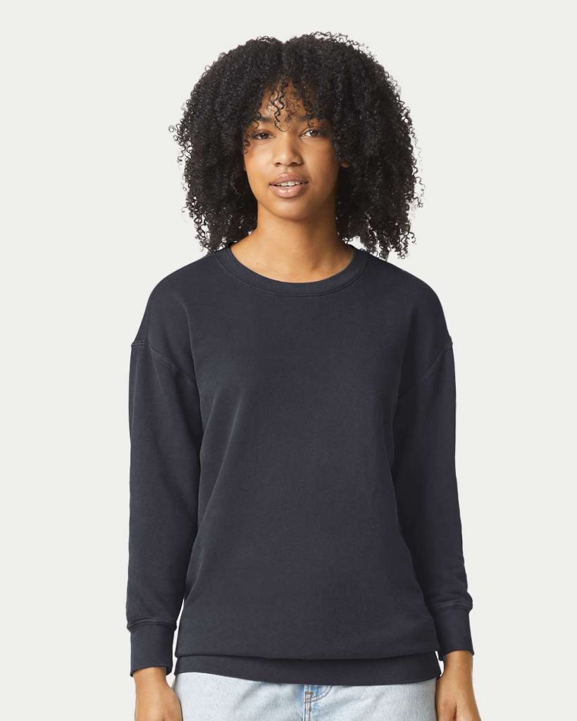 Comfort Colors Unisex Garment-Dyed Lightweight Fleece Crewneck Sweatshirt - Model Front View