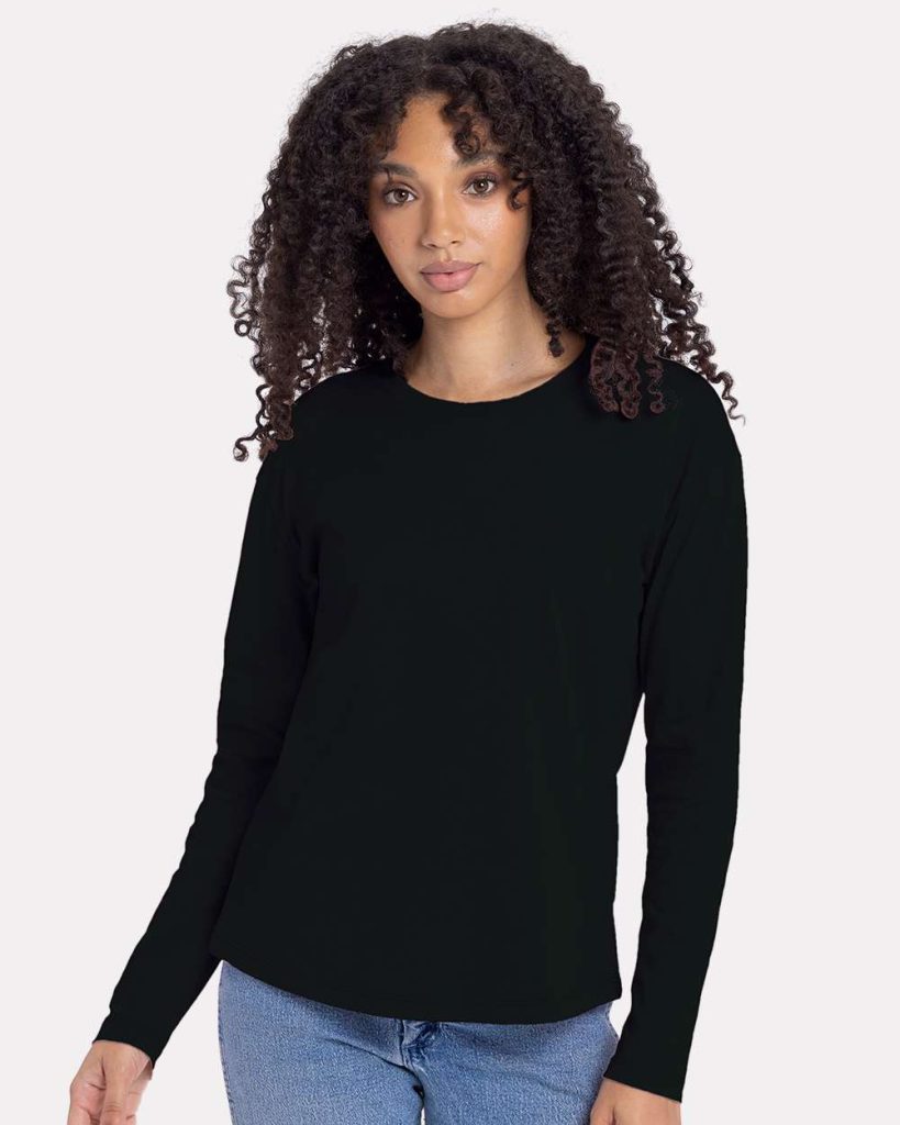 Next Level Women's Cotton Relaxed Long Sleeve T-Shirt - Model Front View