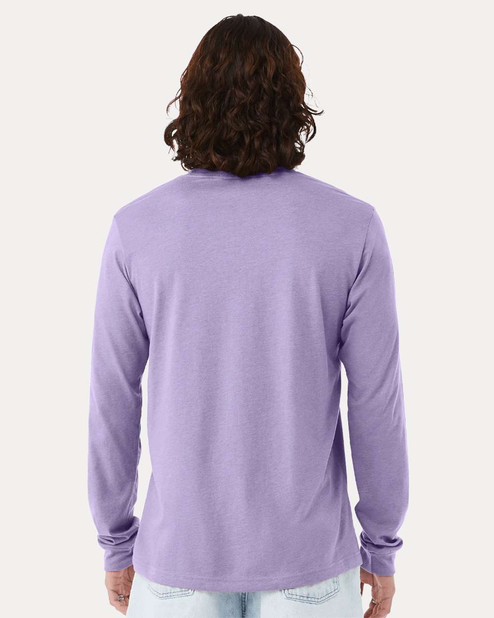 BELLA + CANVAS Heather CVC Long Sleeve Tee - Model Back View