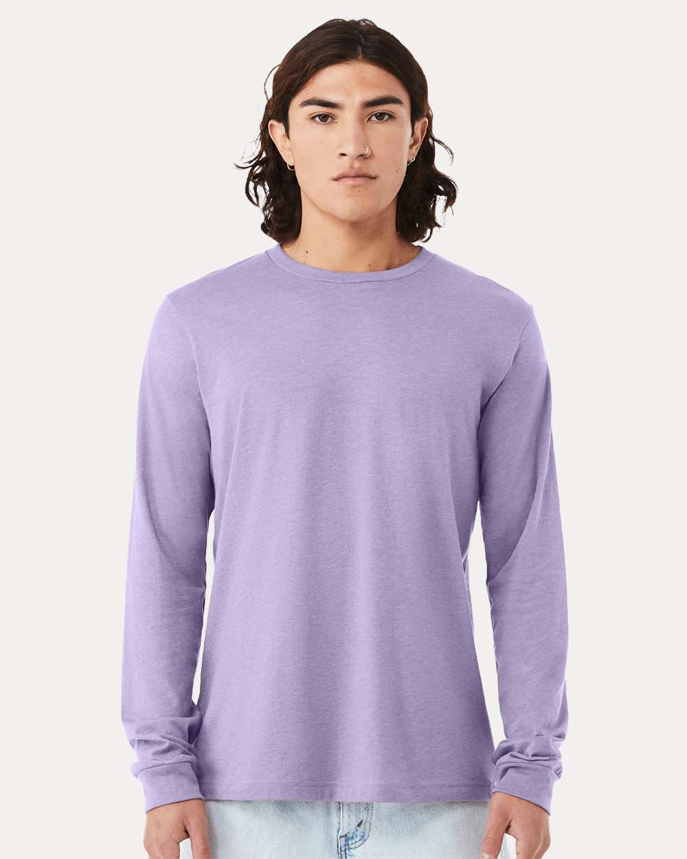 BELLA + CANVAS Heather CVC Long Sleeve Tee - Model Front View