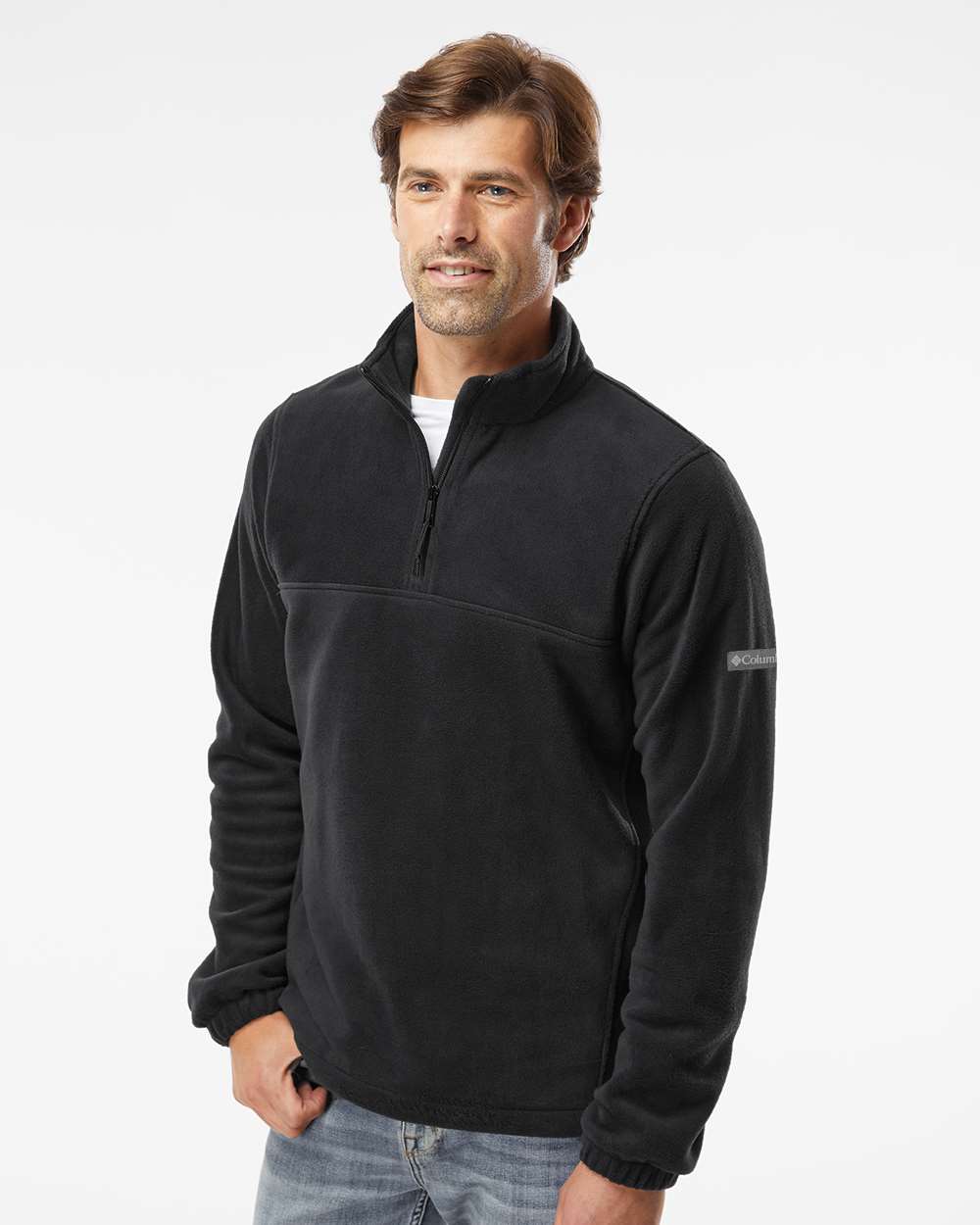 Columbia Men's Steens Mountain™ Fleece Half-Zip Pullover - Model Side View