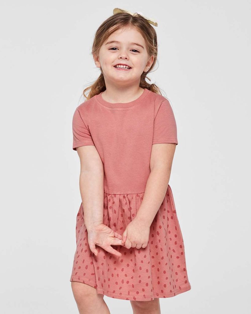 Rabbit Skins Toddler Fine Jersey Dress - Model Front View