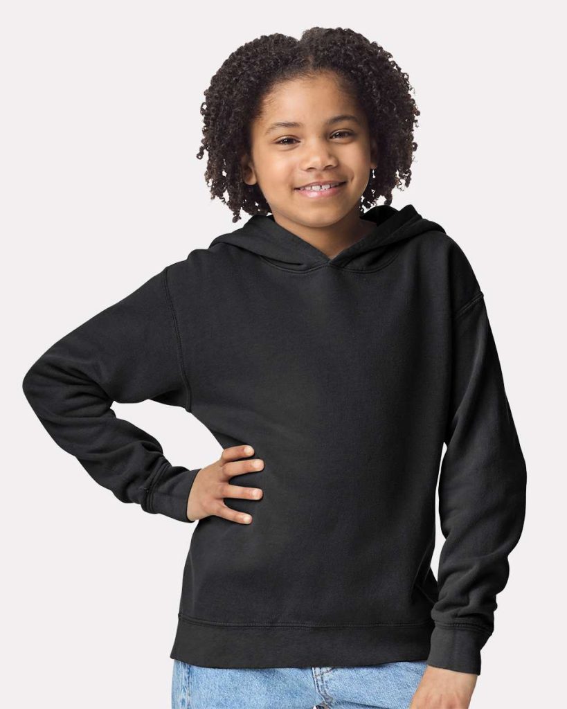 Comfort Colors Youth Garment-Dyed Lightweight Fleece Hooded Sweatshirt - Model Front View