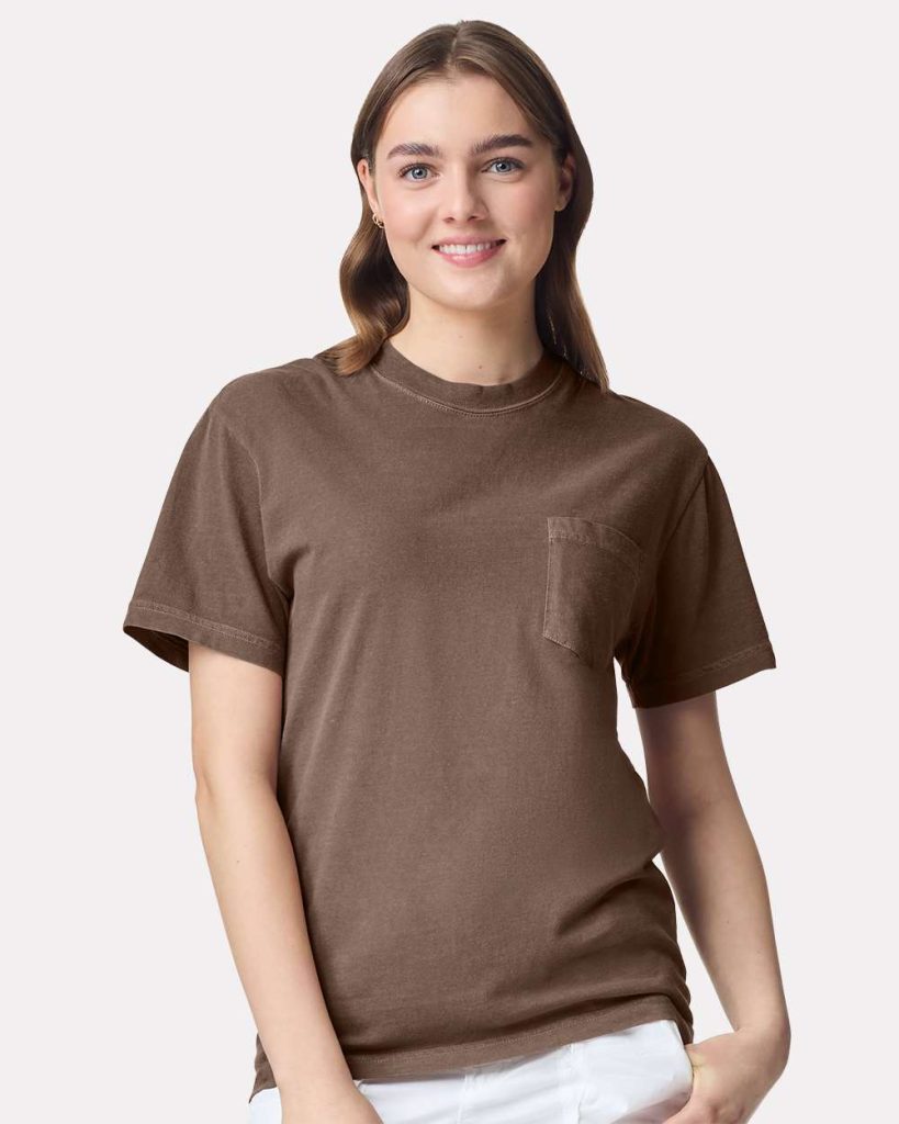 Comfort Colors Unisex Garment-Dyed Heavyweight Pocket T-Shirt - Model Front View