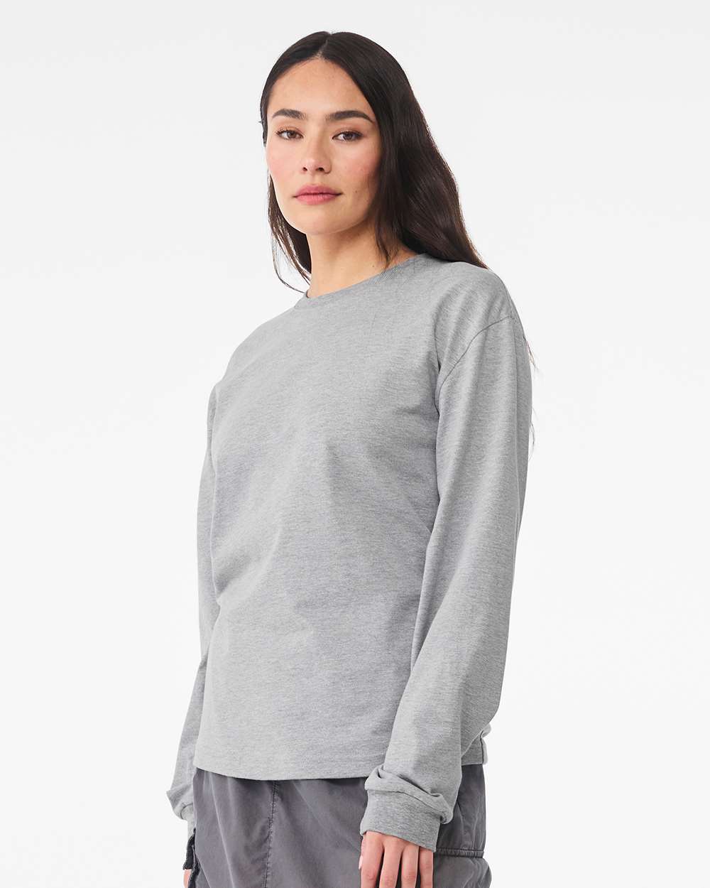 BELLA + CANVAS 6 oz. Heavyweight Long Sleeve Tee - Model Side View