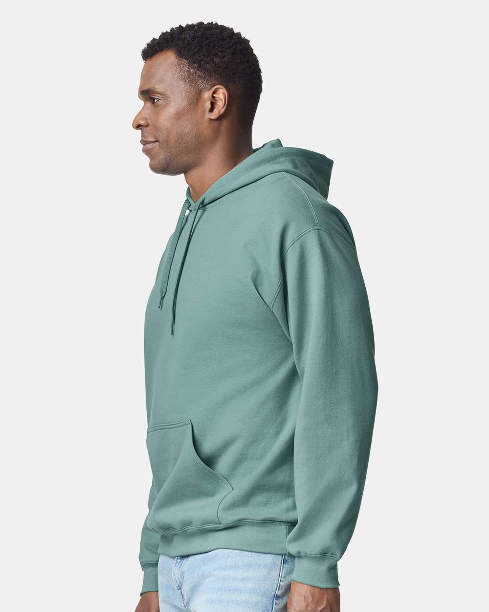 Gildan Unisex Softstyle® Midweight Hooded Sweatshirt - Model Side View