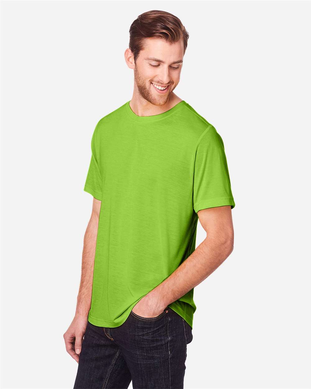 CORE365 Unisex Fusion ChromaSoft™ Performance T-Shirt - Model Side View