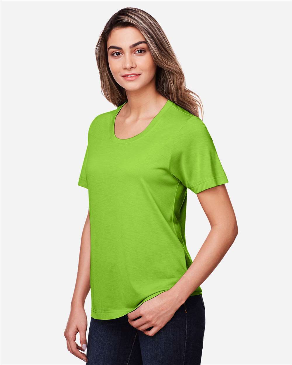 CORE365 Women's Fusion ChromaSoft™ Performance T-Shirt - Model Side View