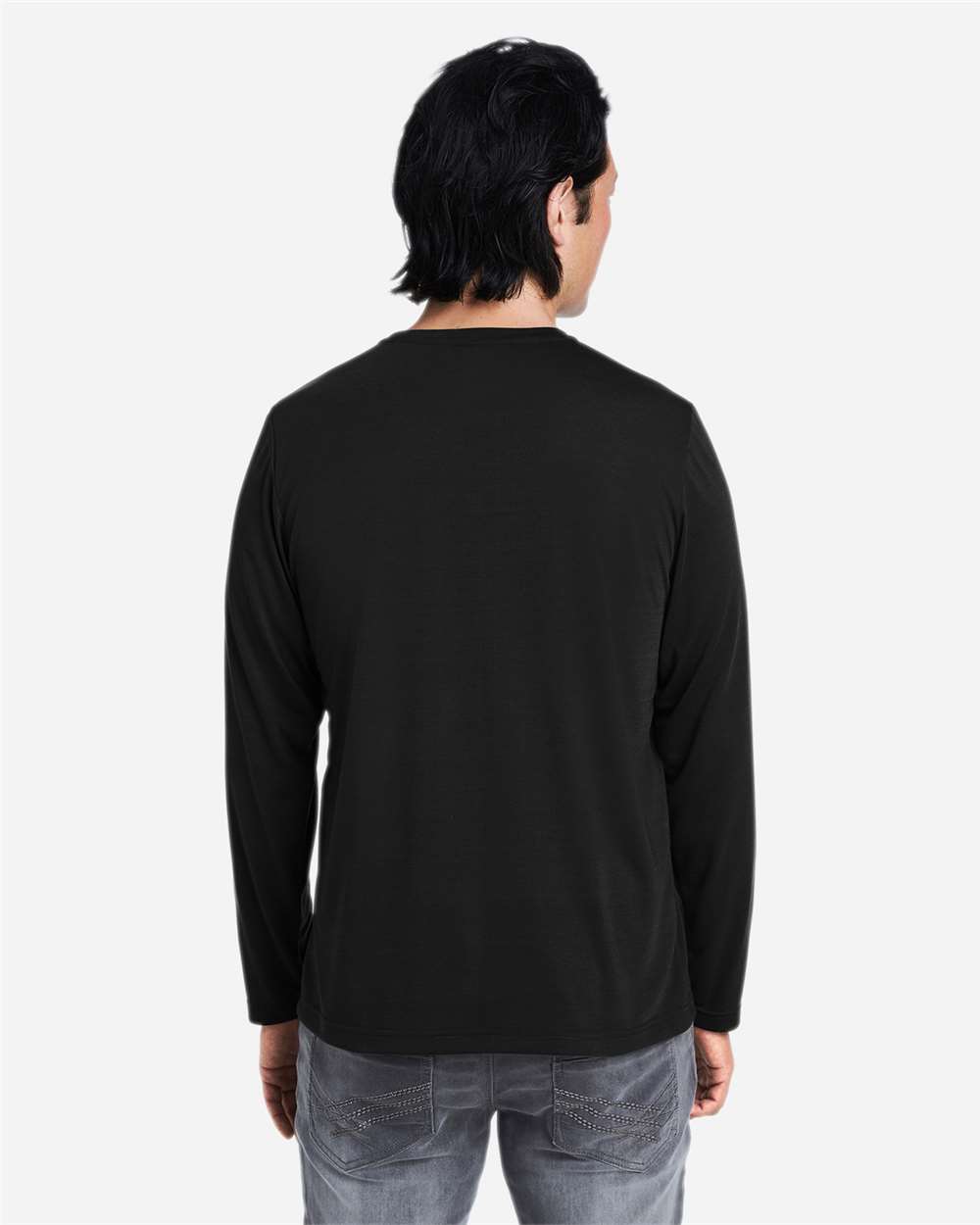CORE365 Unisex Fusion ChromaSoft™ Performance Long Sleeve T-Shirt - Model Back View