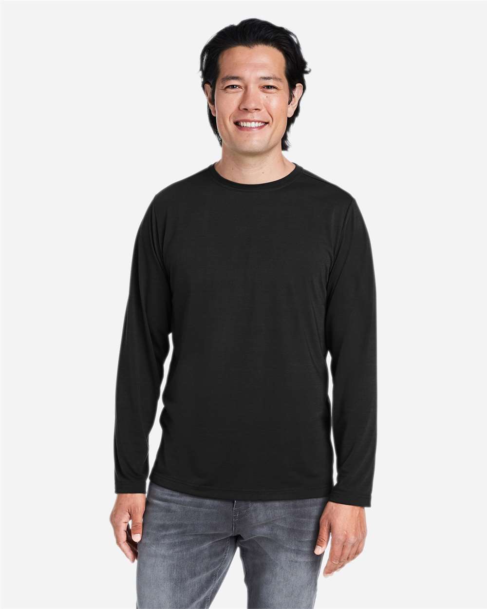 CORE365 Unisex Fusion ChromaSoft™ Performance Long Sleeve T-Shirt - Model Front View