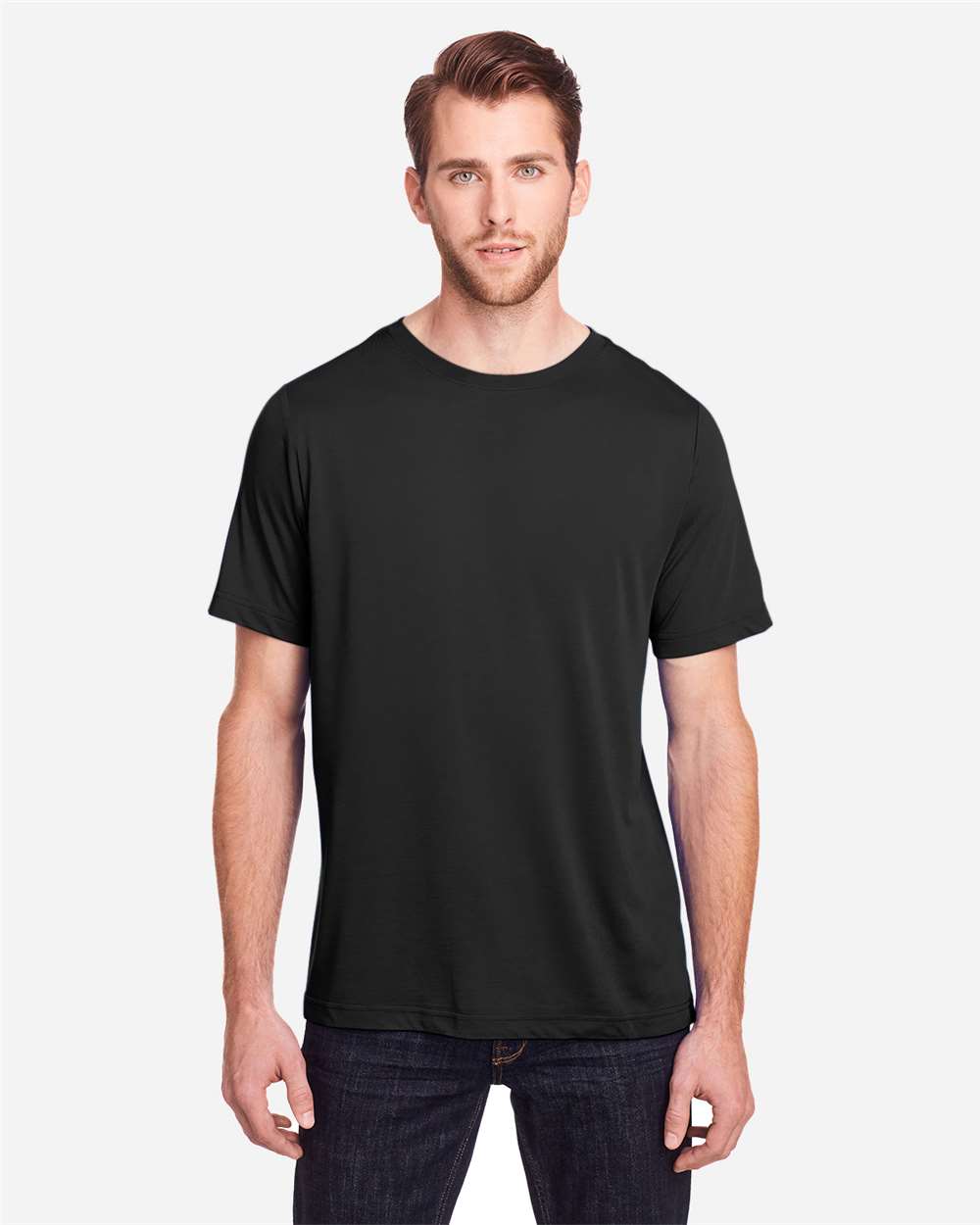 CORE365 Unisex Tall Fusion ChromaSoft™ Performance T-Shirt - Model Front View