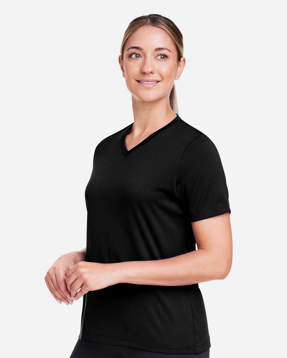 Team 365 Women's Zone Performance Mesh T-Shirt - Model Side View