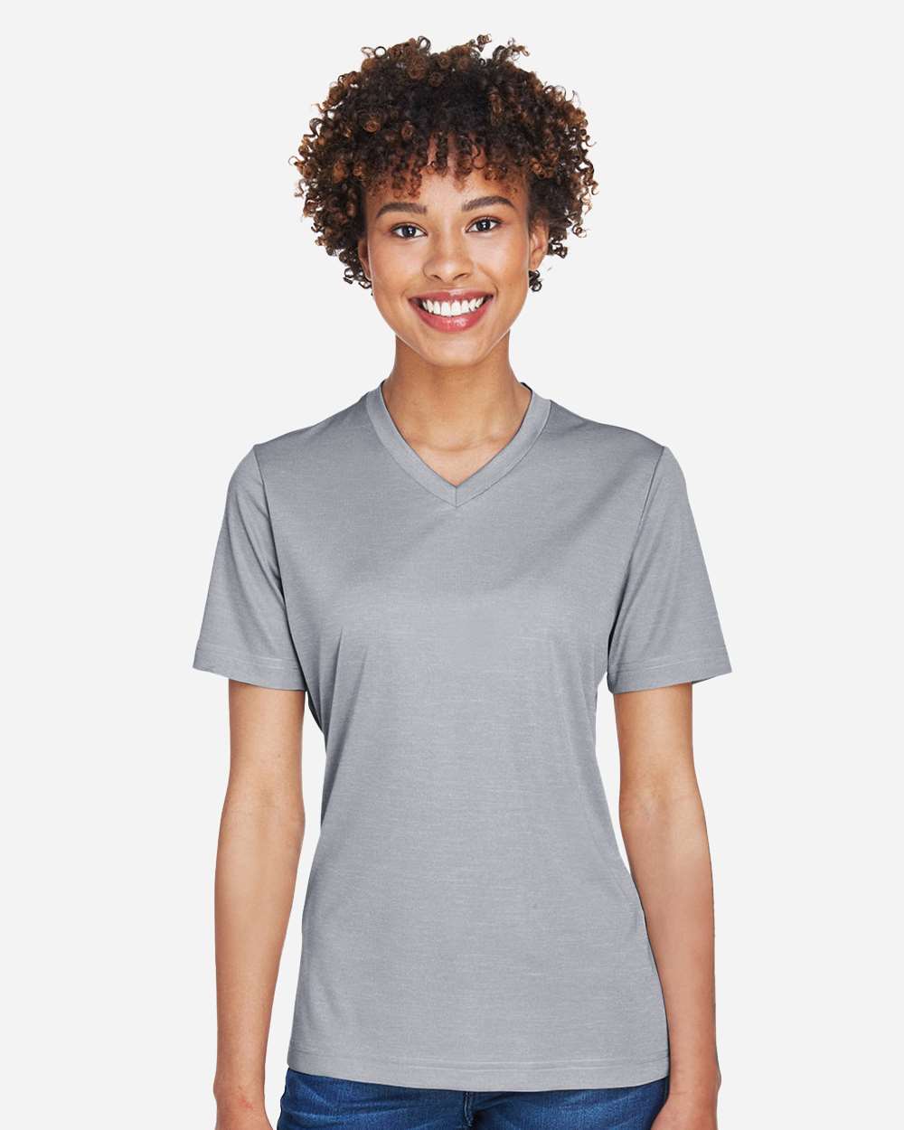 Team 365 Women's Sonic Heather Performance T-Shirt - Model Front View