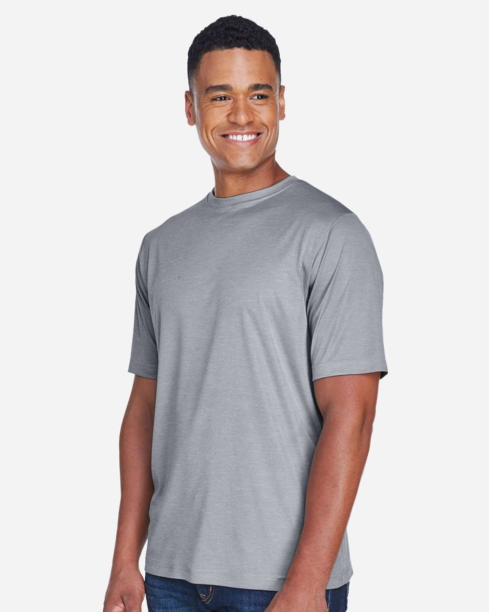 Team 365 Men's Sonic Heather Performance T-Shirt - Model Side View