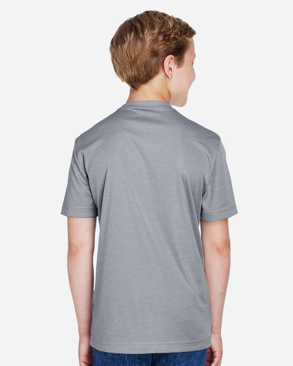 Team 365 Youth Sonic Heather Performance T-Shirt - Model Back View