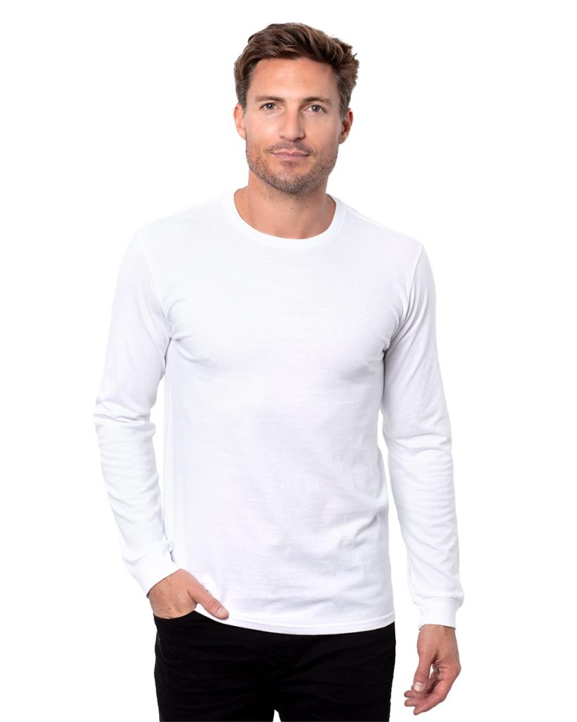 Threadfast Apparel's Unisex Epic CVC Long Sleeve T-Shirt is a comfortable 60/40 cotton and recycled polyester blend featuring a retail fit and ribbed cuffs.