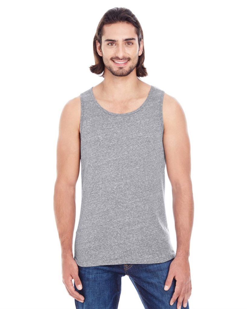 Threadfast Apparel's Unisex Tri-Blend Tank Top is a comfortable and stylish blend of recycled polyester, cotton, and rayon.