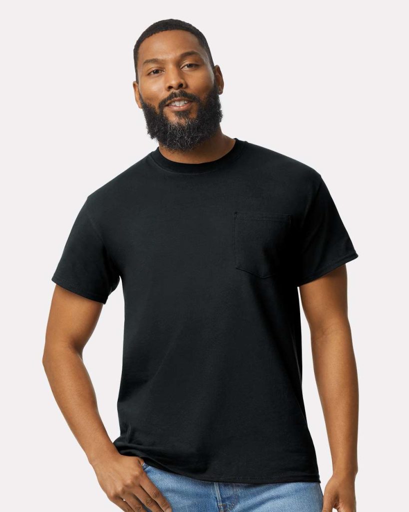 Gildan Unisex Ultra Cotton® Pocket T-Shirt - Model Front View