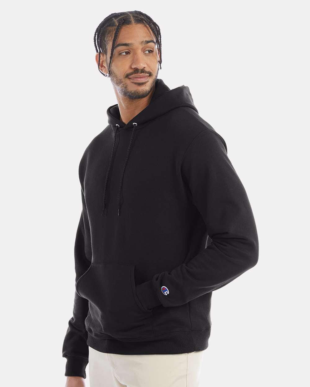 Champion Unisex Powerblend® Hooded Sweatshirt - Model Side View