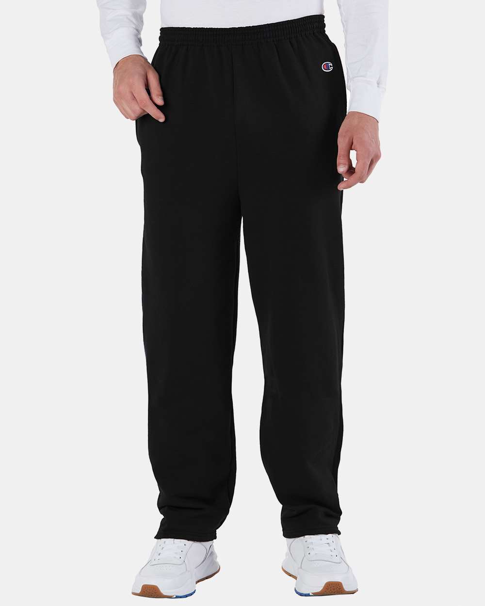Champion Men's Powerblend® Open-Bottom Sweatpants with Pockets - Model Front View