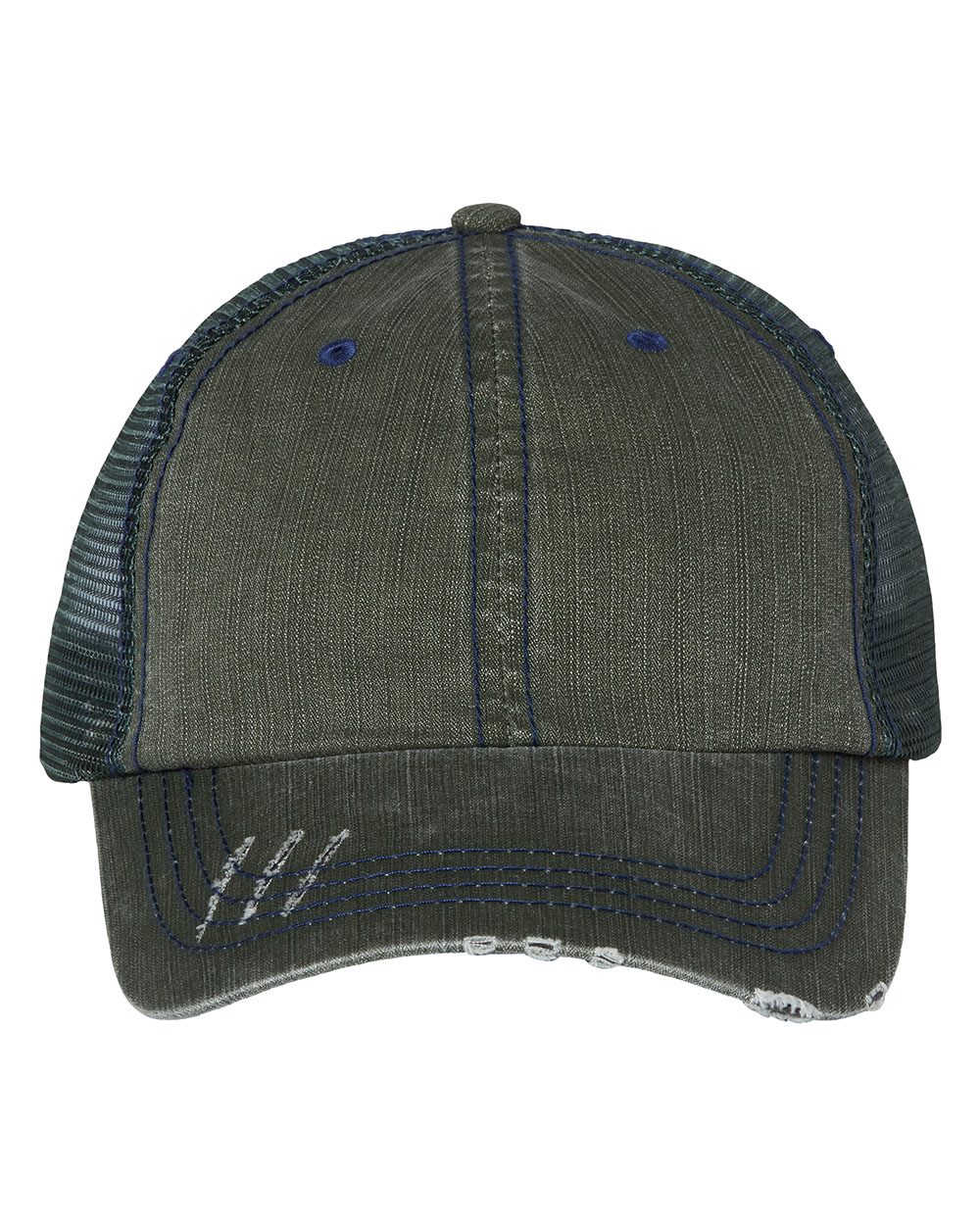 Mega Cap's Herringbone Trucker Cap is an unstructured, low-profile cap made from a cotton/polyester blend with a mesh back.