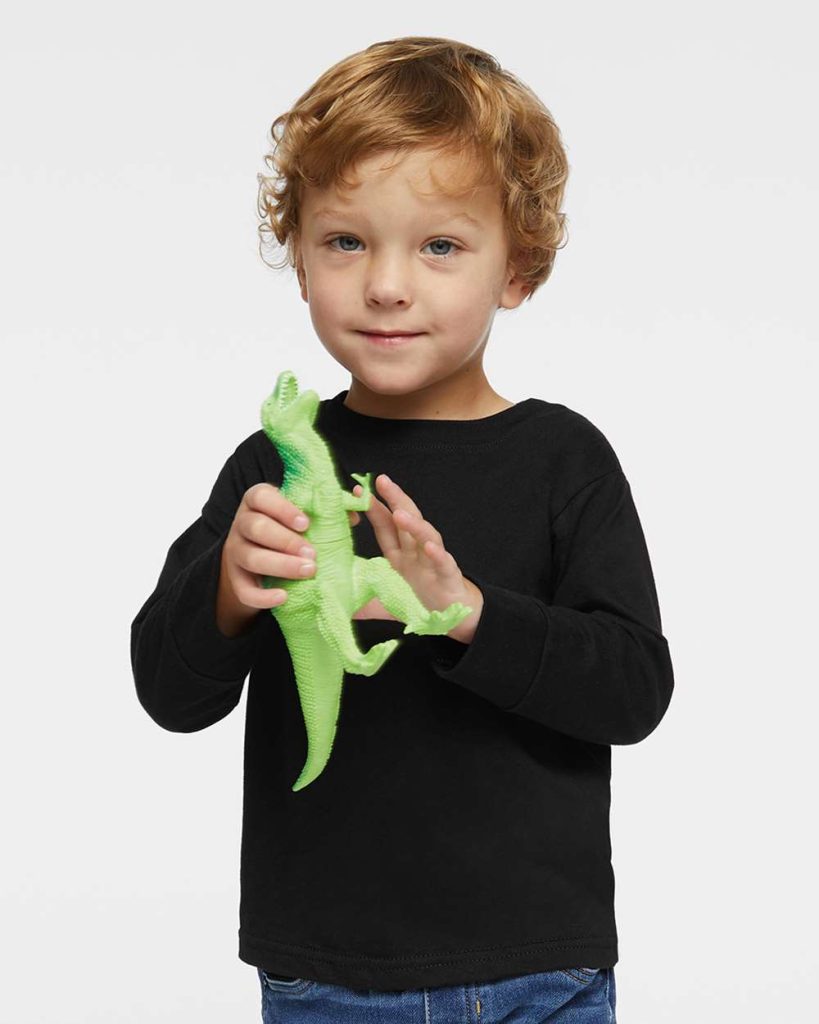 Rabbit Skins Toddler Fine Jersey Long Sleeve Tee - Model Front View