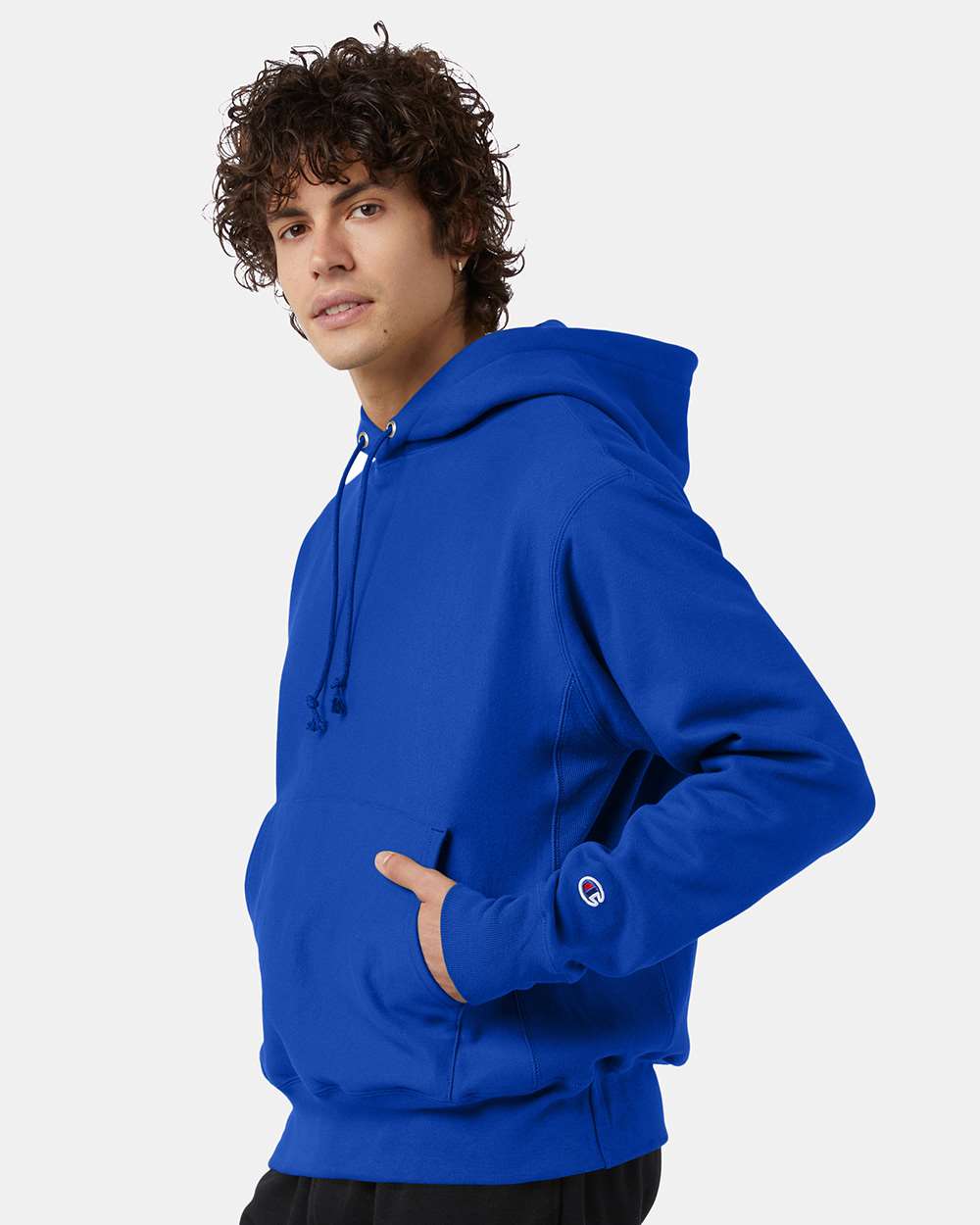 Champion Unisex Reverse Weave® Hooded Sweatshirt - Model Side View