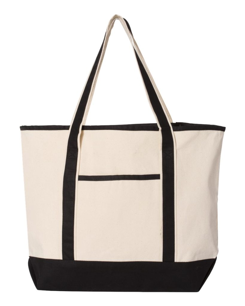 Q-Tees 34.6L Large Canvas Deluxe Tote - Front View