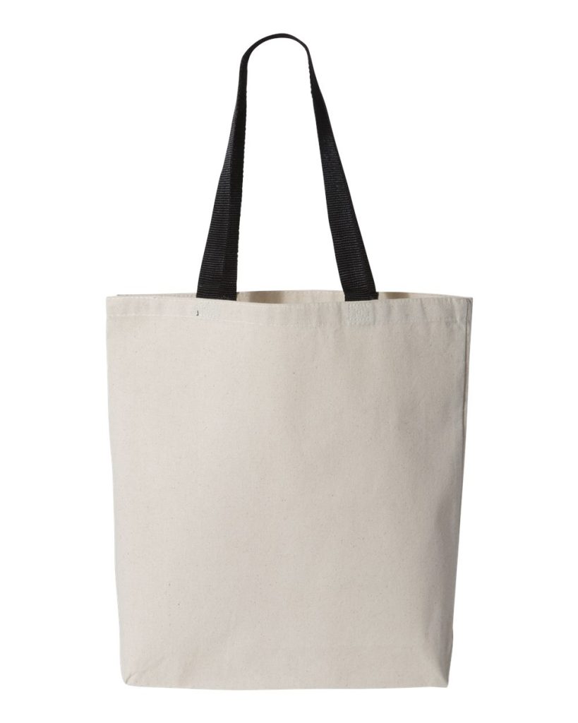 Q-Tees 11L Canvas Tote with Contrast-Color Handles - Front View
