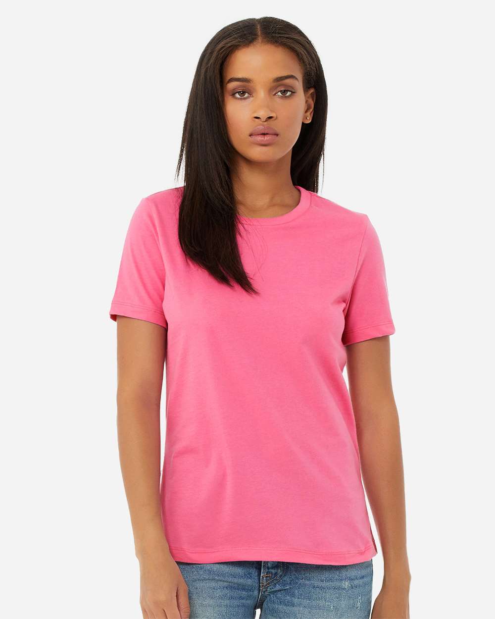 BELLA + CANVAS Women’s Relaxed Jersey Tee - Model Front View