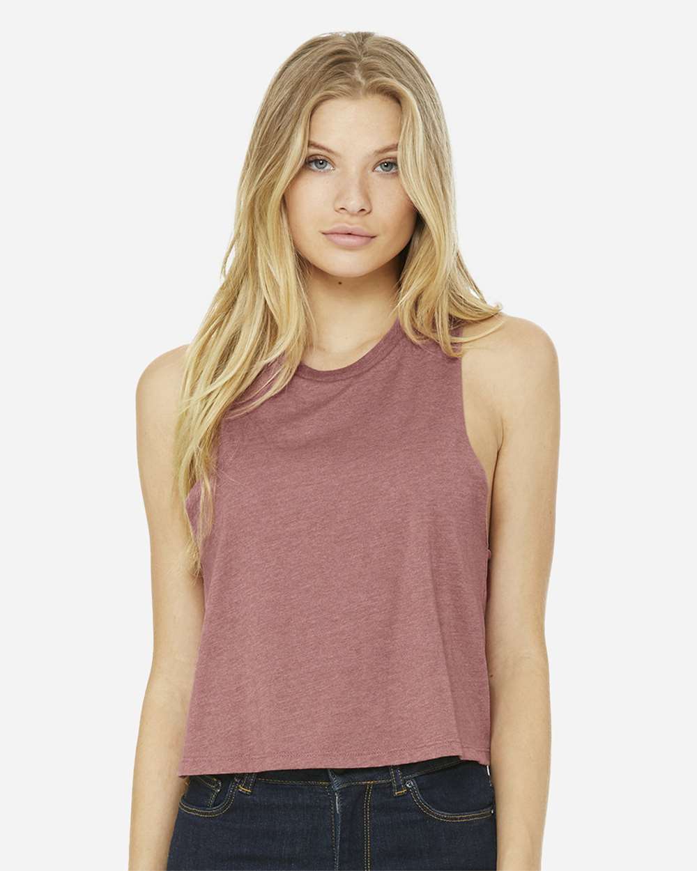 BELLA + CANVAS Women's Racerback Crop Tank - Model Front View