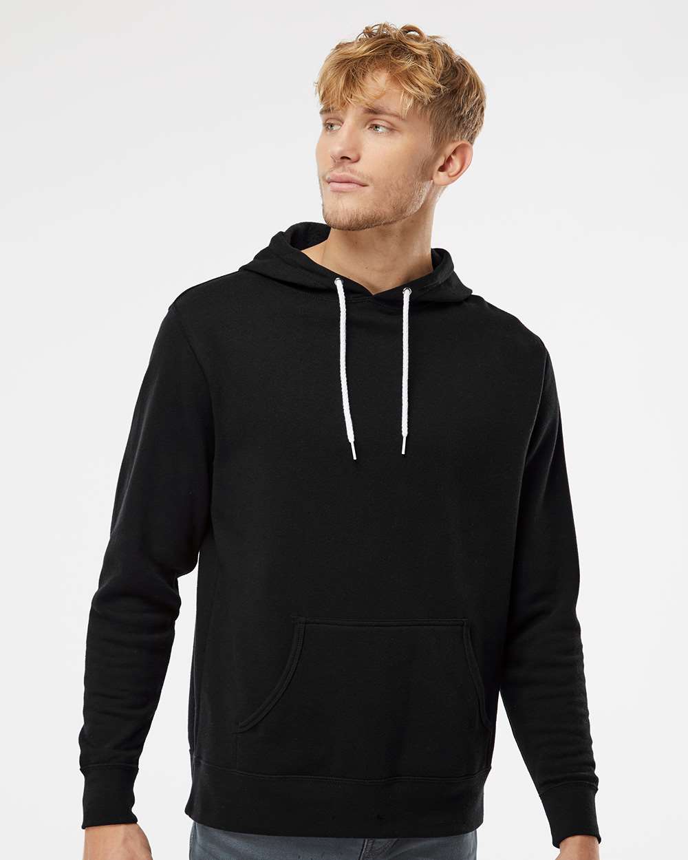 Independent Trading Co. Unisex Lightweight Hooded Sweatshirt - Model Front View