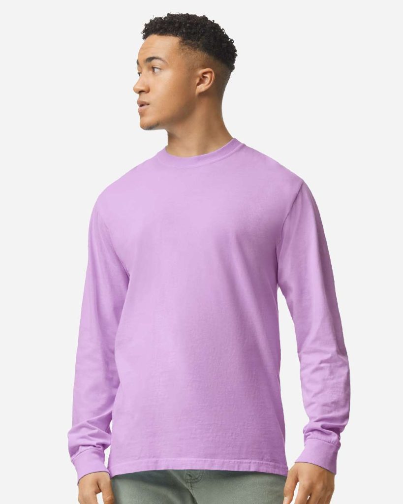 Comfort Colors Unisex Garment-Dyed Heavyweight Long Sleeve T-Shirt - Model Front View