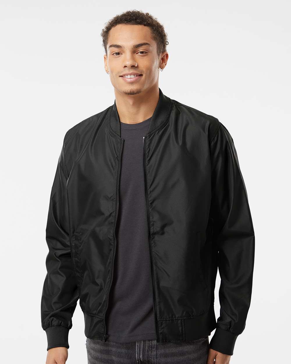 Independent Trading Co. Unisex Lightweight Bomber Jacket - Model Front View