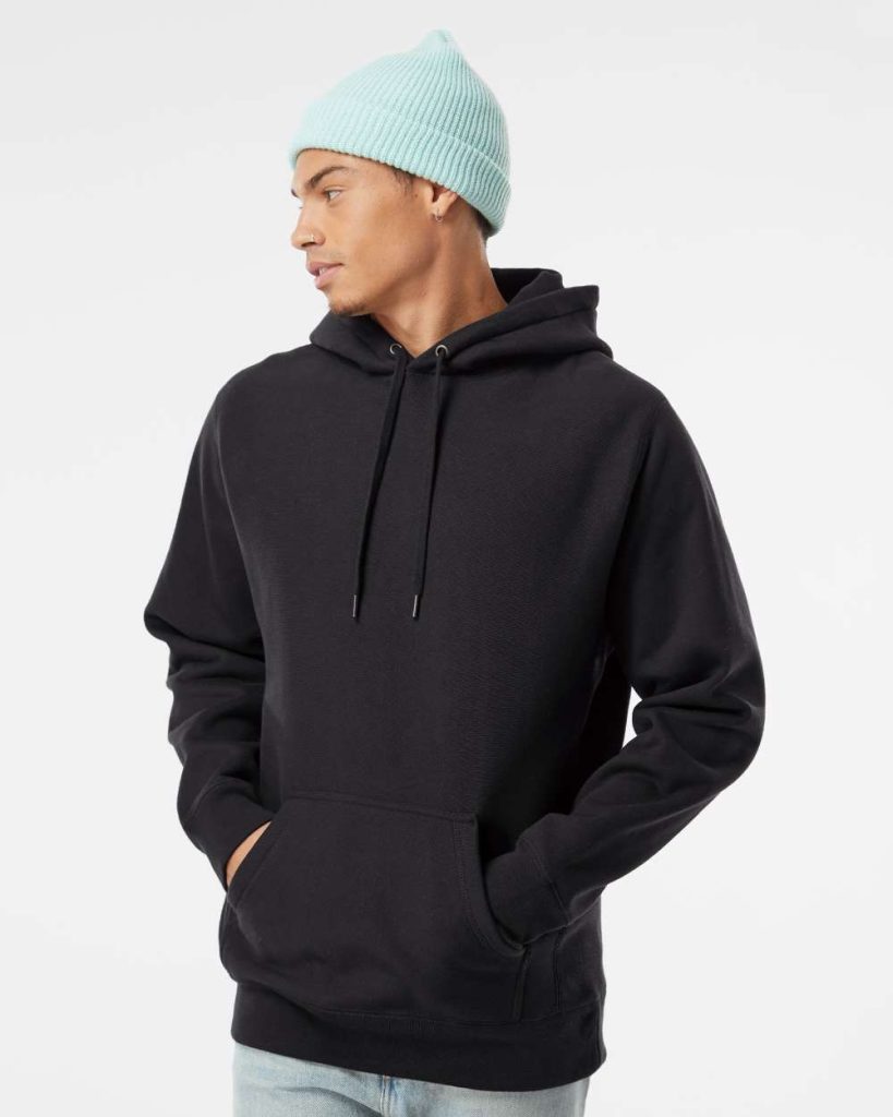Independent Trading Co. Unisex Legend Premium Heavyweight Cross-Grain Hooded Sweatshirt - Model Front View