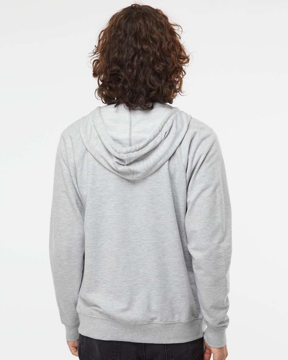 Independent Trading Co. Unisex Icon Lightweight Loopback Terry Full-Zip Hooded Sweatshirt - Model Back View