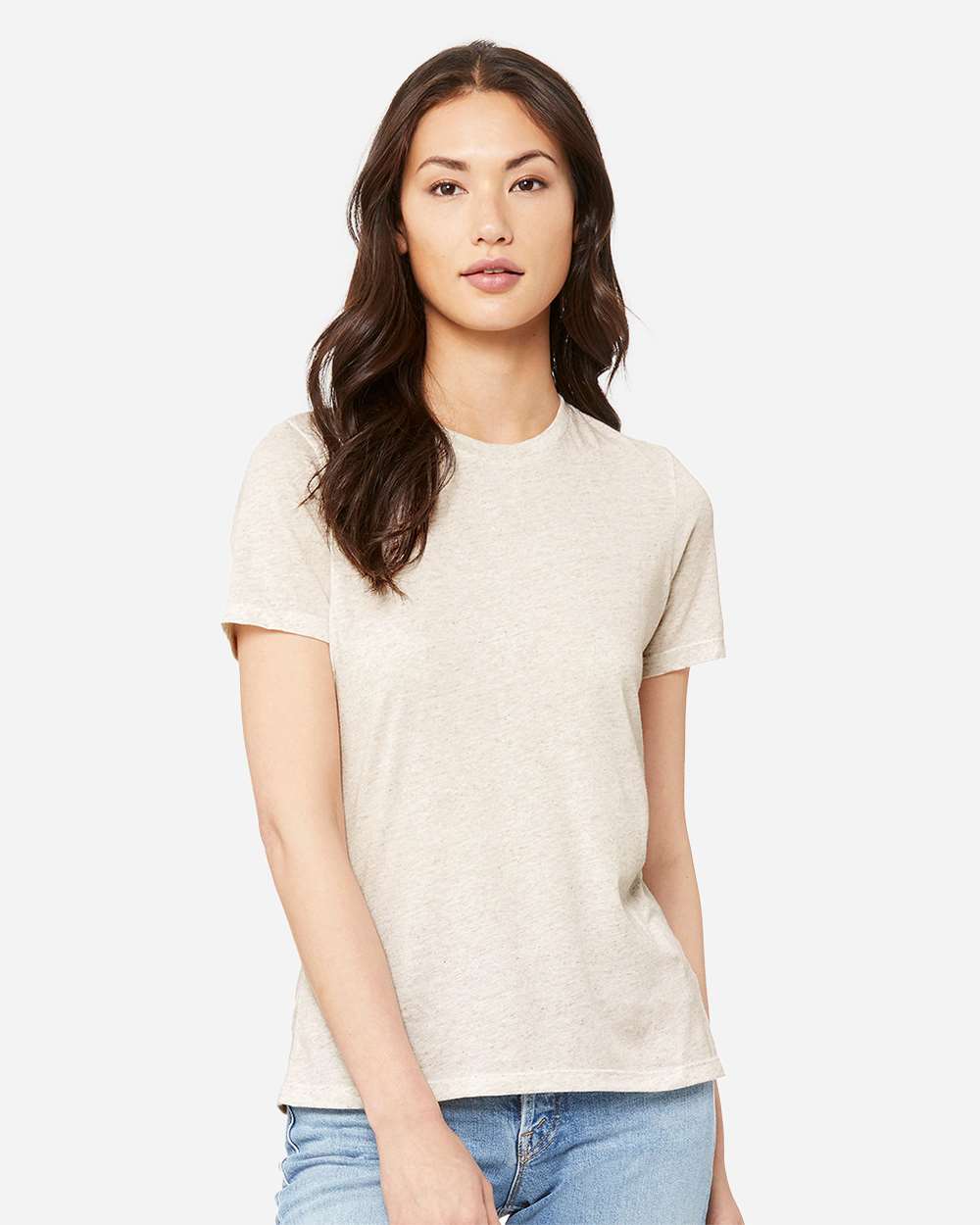 BELLA + CANVAS Women’s Relaxed Fit Triblend Tee - Model Front View