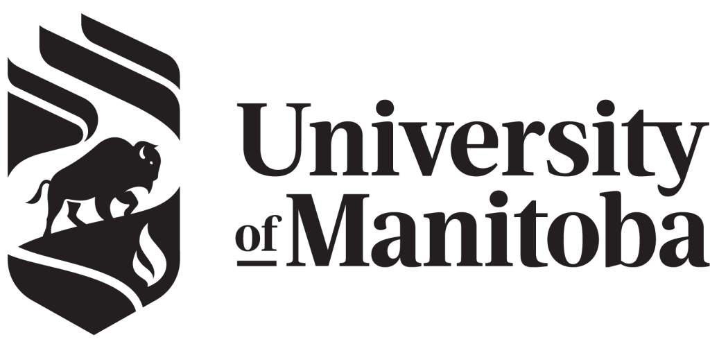 University of Manitoba logo, a bison on a shield crest beside the university name in black