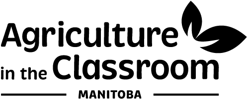 Agriculture in the Classroom Manitoba logo, with two leaves above the word Manitoba