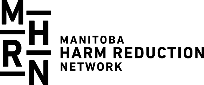 Manitoba Harm Reduction Network logo, the letters MHRN stacked in a grid beside the full name