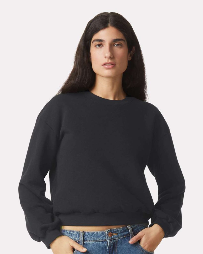 American Apparel Women's ReFlex Fleece Crewneck Sweatshirt - Model Front View