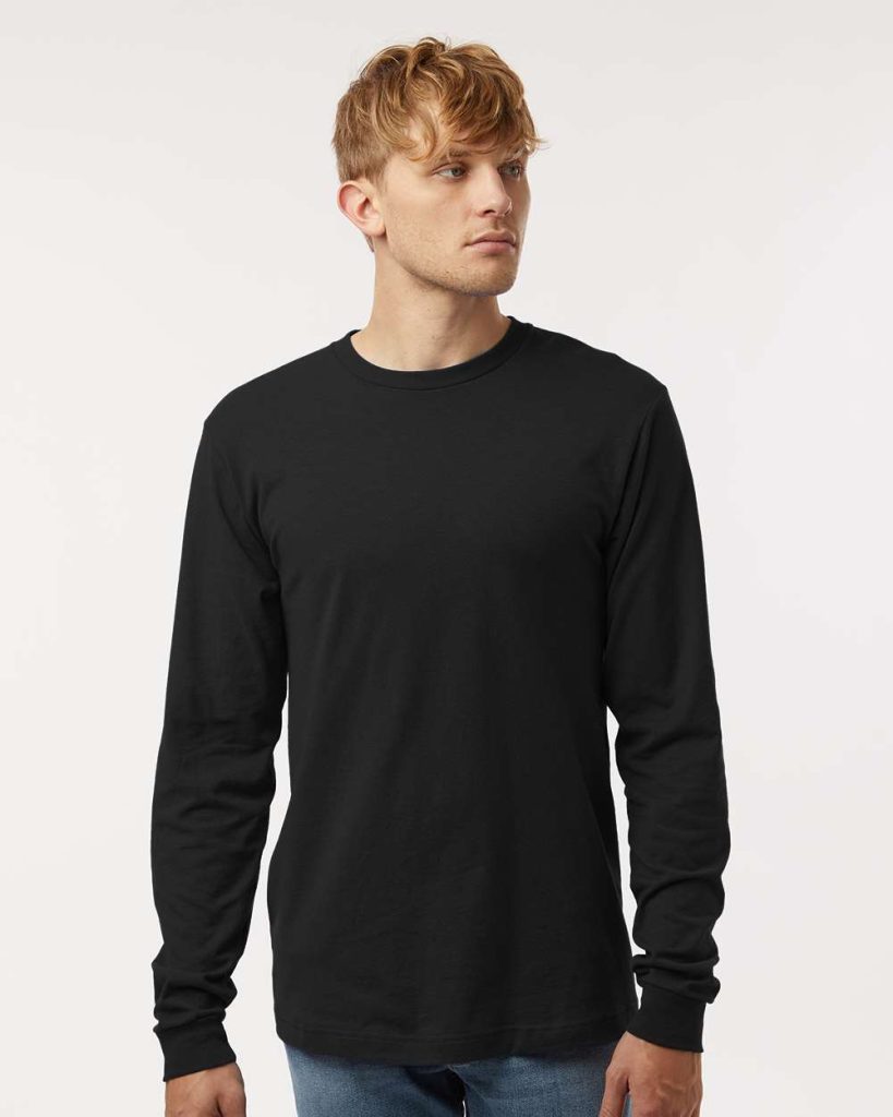 M&O Fine Jersey Long Sleeve T-Shirt - Model Front View