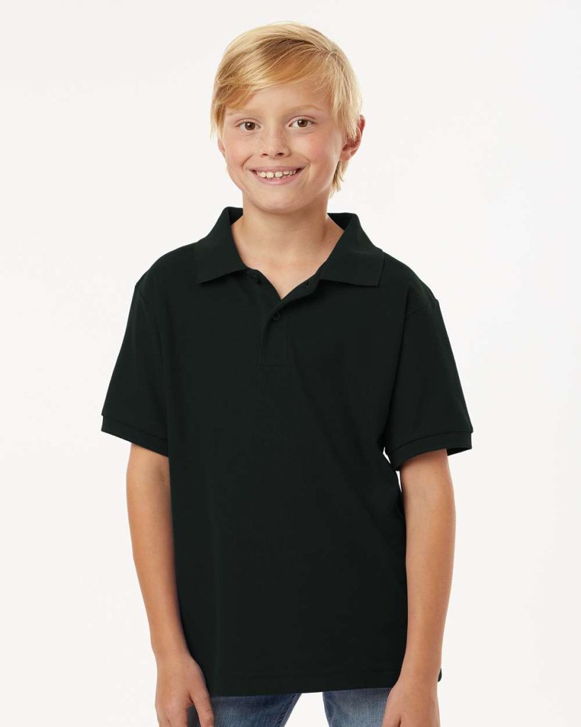 AllPro Youth Pique Polo - Model Front View