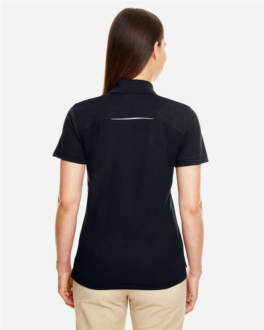 CORE365 Women's Radiant Performance Piqué Polo with Reflective Piping - Model Back View