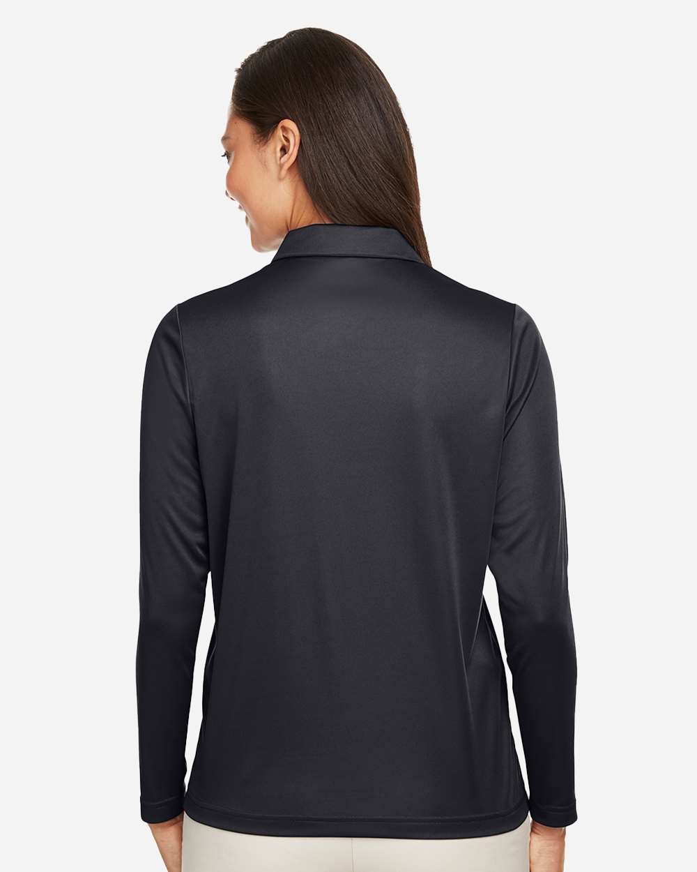 Team 365 Women's Zone Performance Long Sleeve Polo - Model Back View