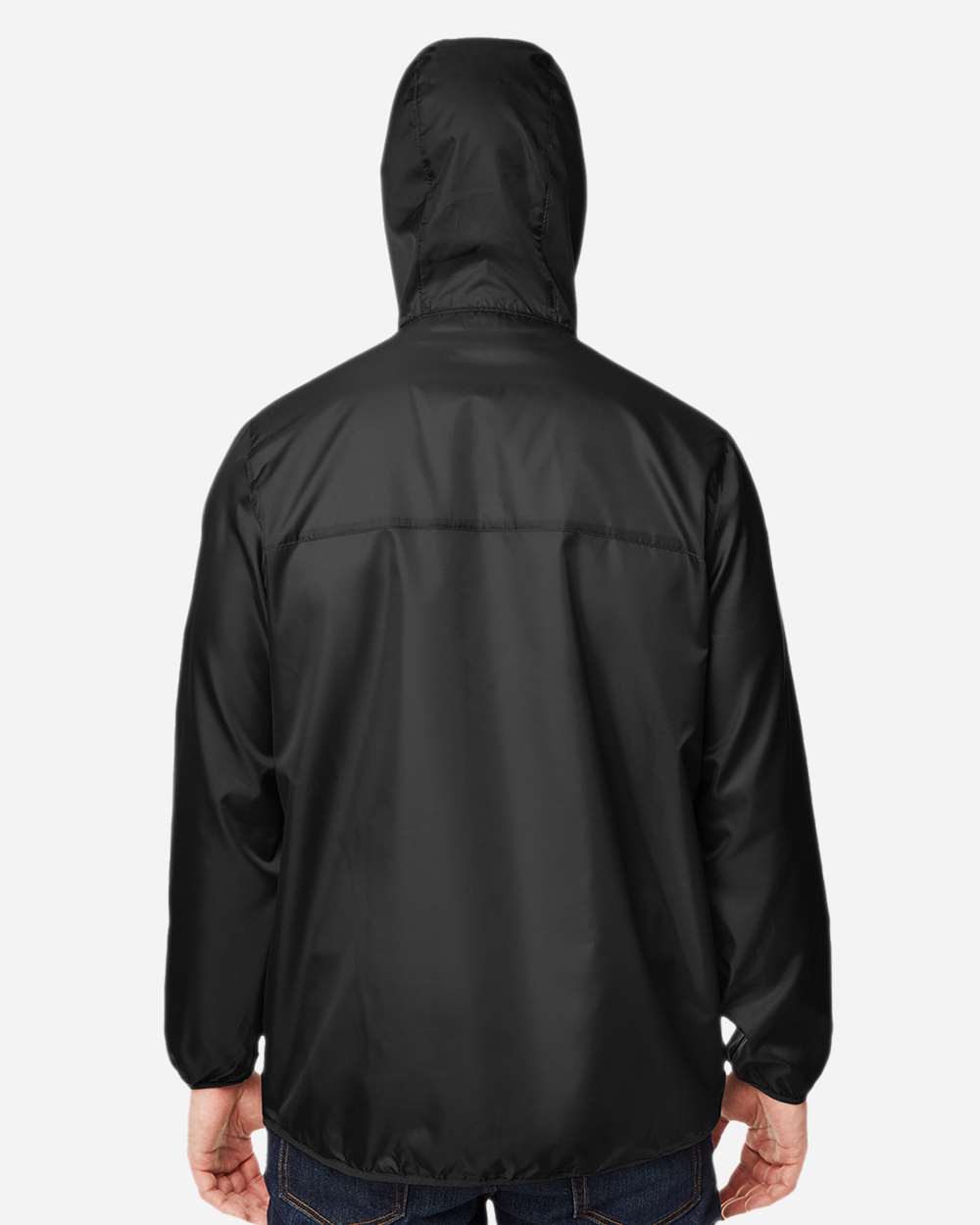 Team 365 Unisex Zone Protect Packable Anorak Jacket - Model Back View